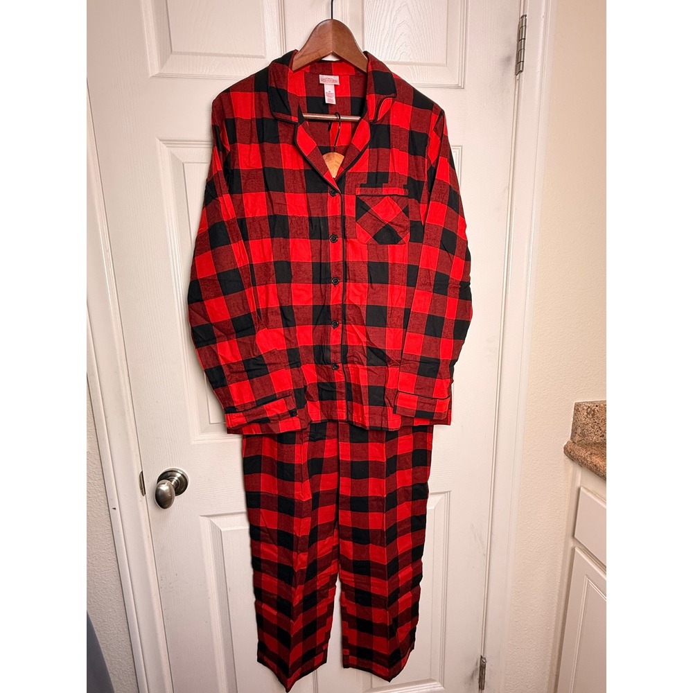 Wondershop Red Buffalo Check Red Black Pajama Set Womens Medium 2pc NWT R8W6R